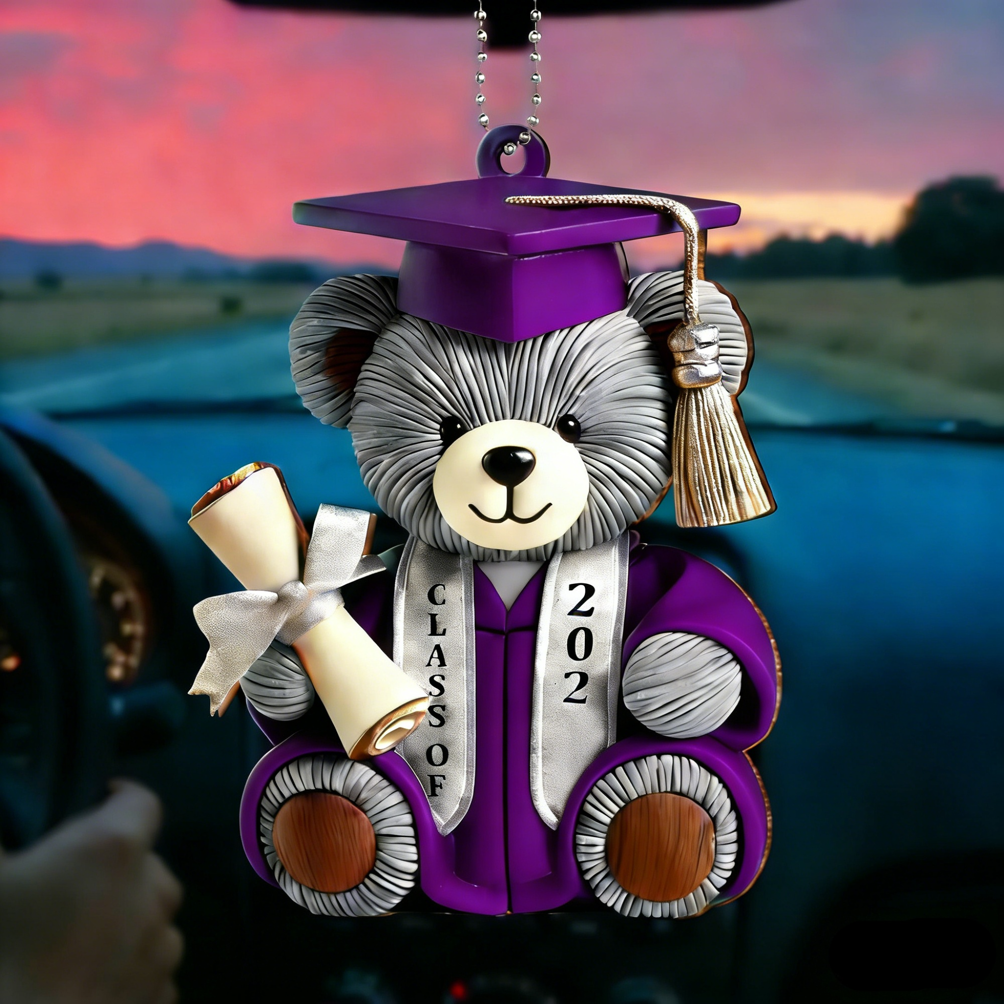 Graduation Wishes Teddy Bear - Personalized Custom Wood Ornament - Gift For Graduates