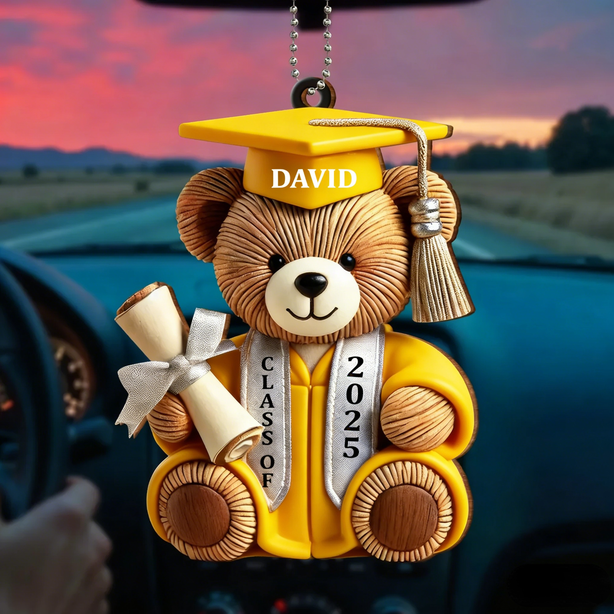 Graduation Wishes Teddy Bear - Personalized Custom Wood Ornament - Gift For Graduates
