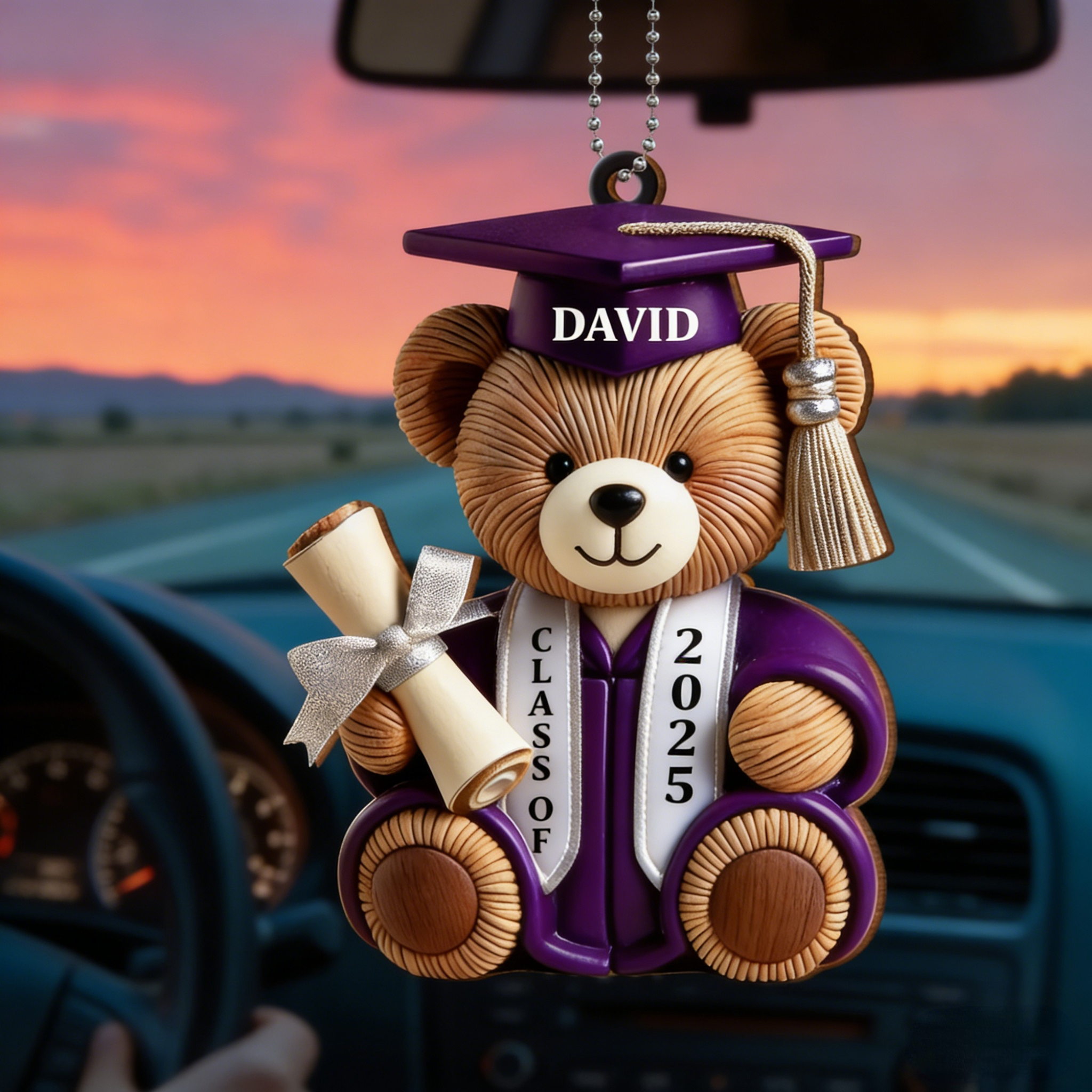 Graduation Wishes Teddy Bear - Personalized Custom Wood Ornament - Gift For Graduates