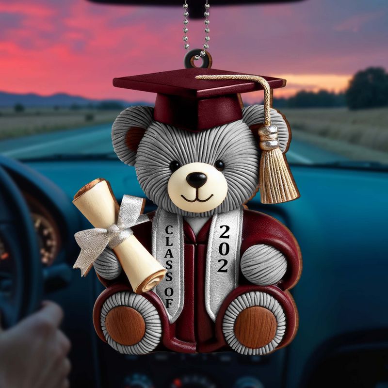 Graduation Wishes Teddy Bear - Personalized Custom Wood Ornament - Gift For Graduates