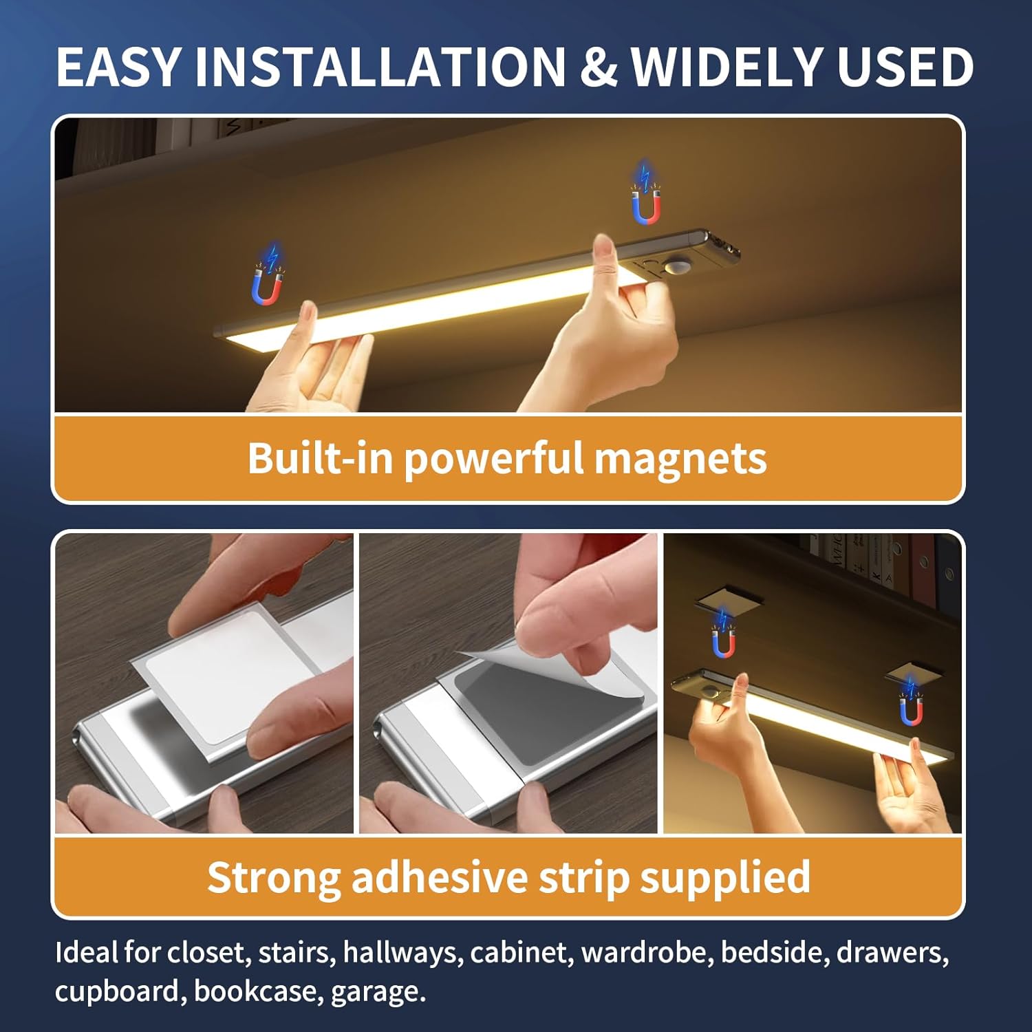 Last 3 Hours! 🌙 Indoor Motion Sensor Night Light, 🔋1500mAh USB Rechargeable, Magnetic Installation, Dimmable 🌟