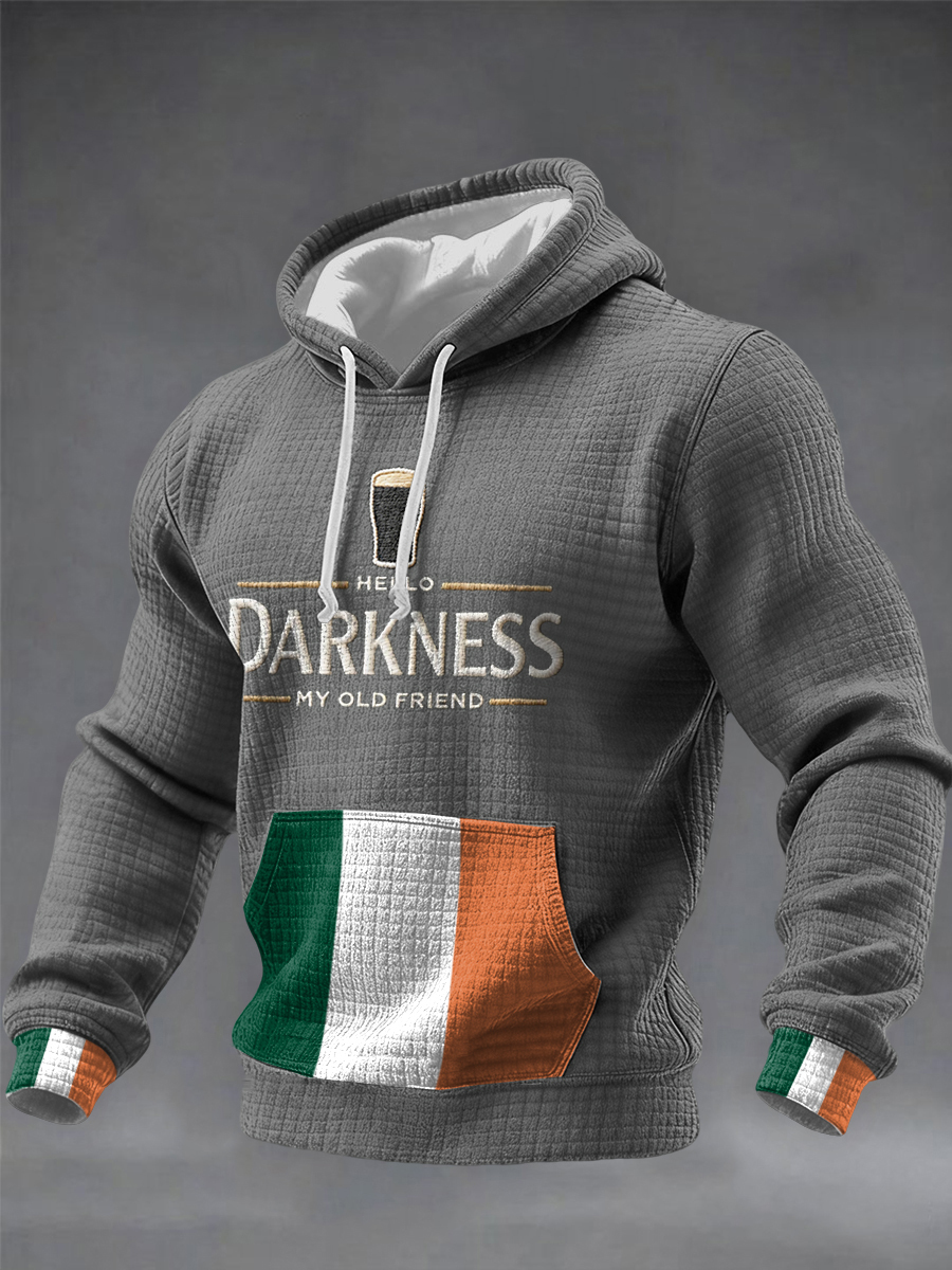 Men's Men's Hello Darkness My Old Friend Checkered Cotton Hoodie