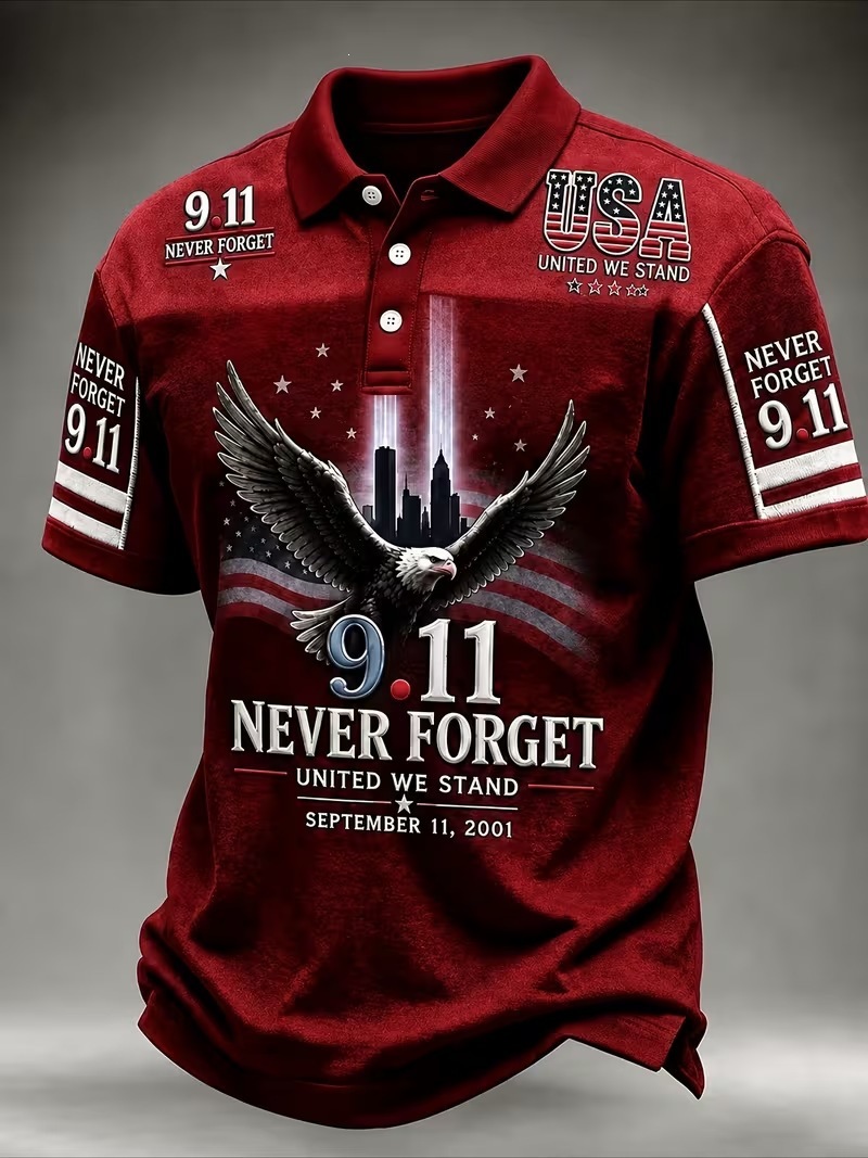 Men's 9.11 Memorial Never Forget Print Polo Shirt
