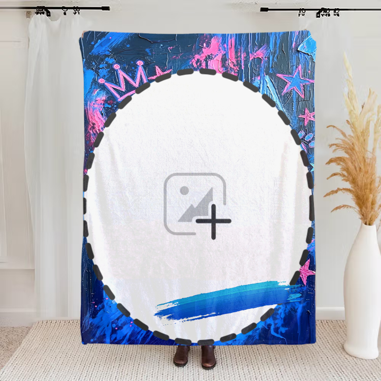 Personalized Graffiti Oil Pet Photo Soft Throw Blanket with Name Home Decor Daily Use Birthday Gift for Pet Lovers Family