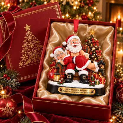 Funny Santa & Mrs. Claus Christmas Ornament – I Vow to Still Grab Your Butt, Romantic & Humorous Christmas Gift for Husband, Wife & Couples, Forever Love Keepsake