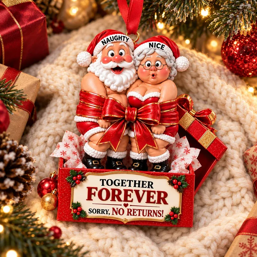 Funny Santa & Mrs. Claus Christmas Ornament – I Vow to Still Grab Your Butt, Romantic & Humorous Christmas Gift for Husband, Wife & Couples, Forever Love Keepsake