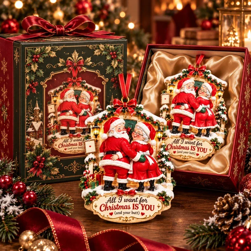Funny Santa & Mrs. Claus Christmas Ornament – I Vow to Still Grab Your Butt, Romantic & Humorous Christmas Gift for Husband, Wife & Couples, Forever Love Keepsake