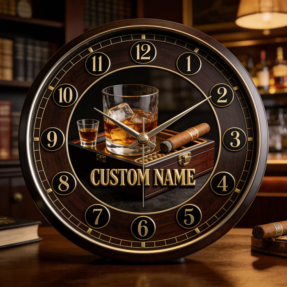 Personalized wine glass themed decorative clock