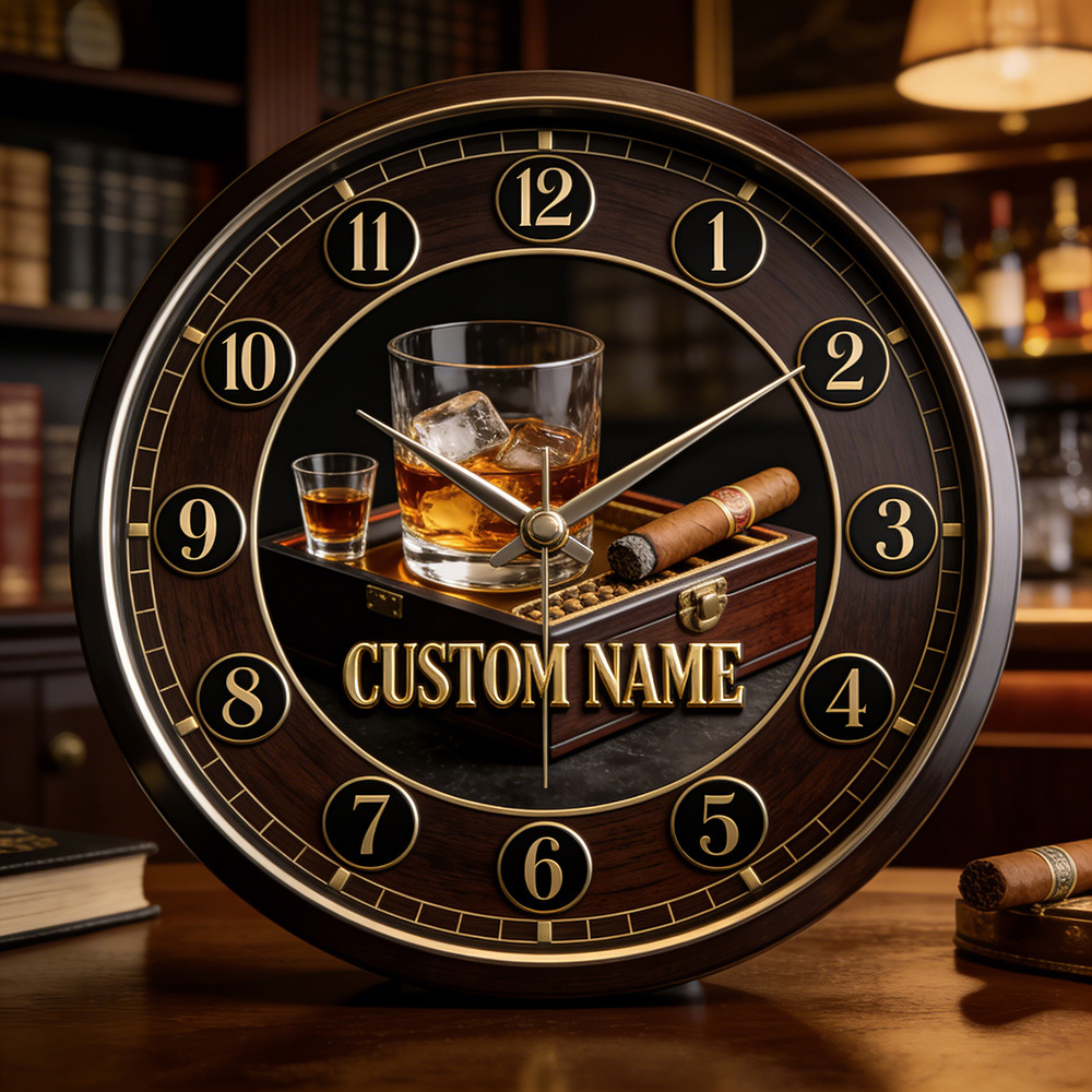 Personalized wine glass themed decorative clock
