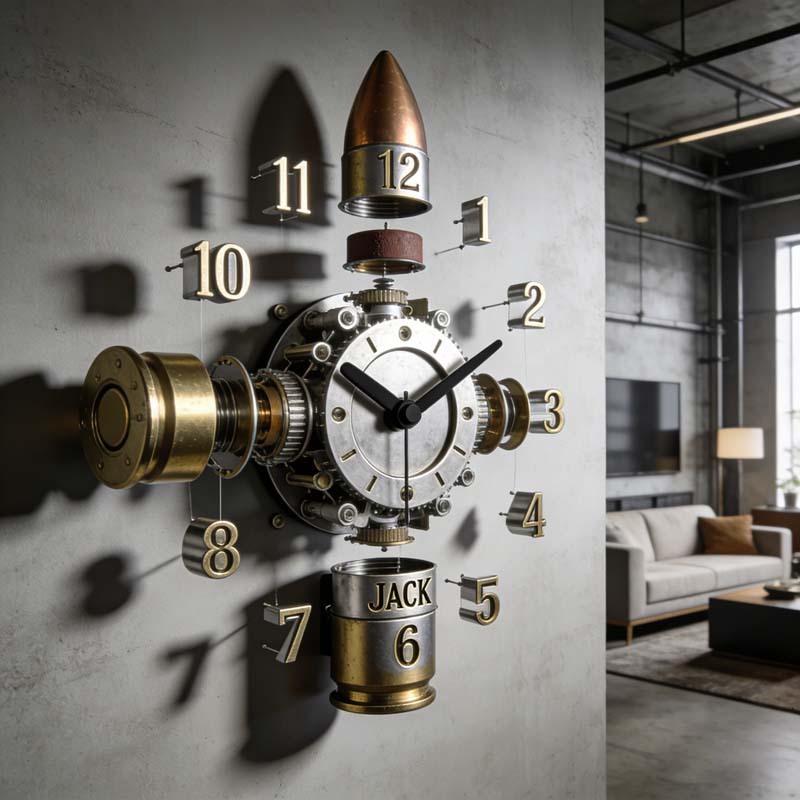Personalized bullet disassembly theme clock