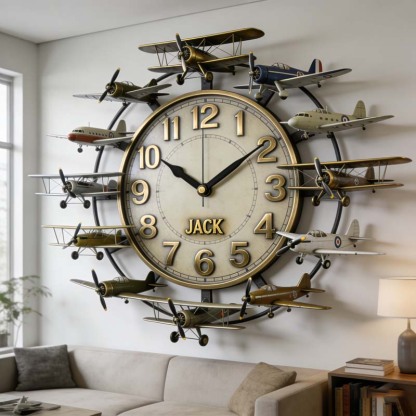 Personalized airplanes around a themed clock