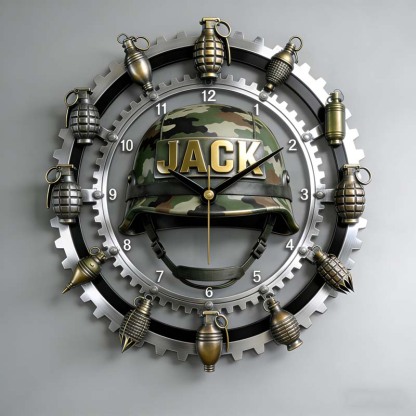 Personalized tactical grenade military cap clock