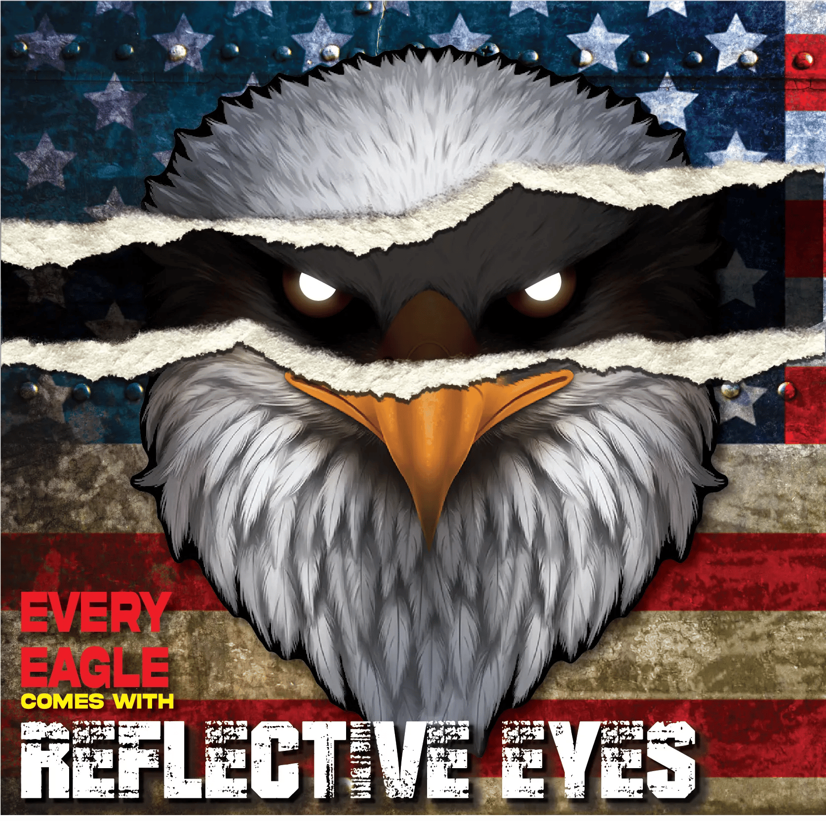 🔥Limited Time 49% OFF - 🦅Reflective Eagle Eyes USA Flag Decal – Waterproof Patriotic Vinyl Sticker for Trucks, Cars & Gear