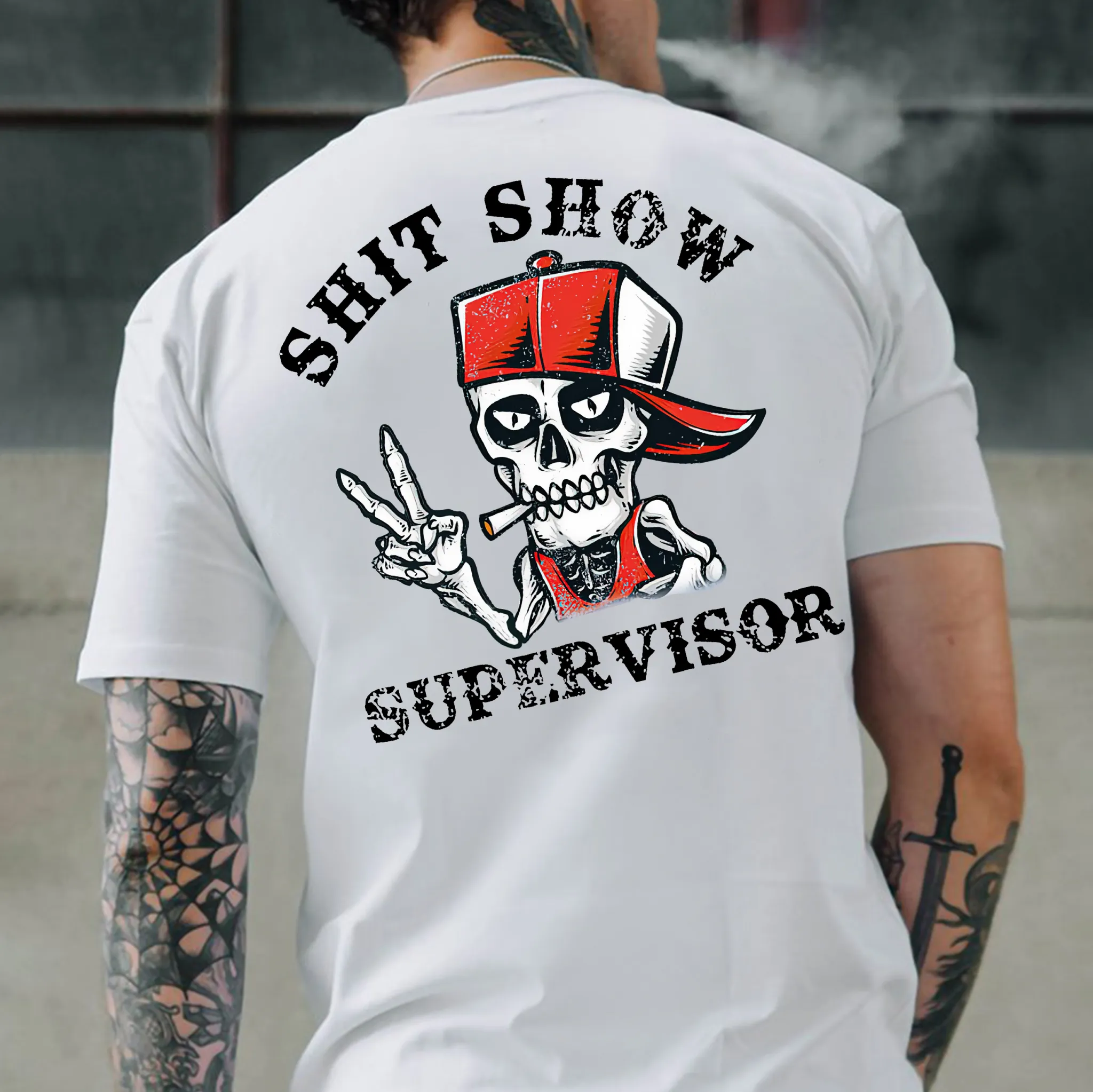 SHIT SHOW SUPERVISOR Skull Print T-Shirt