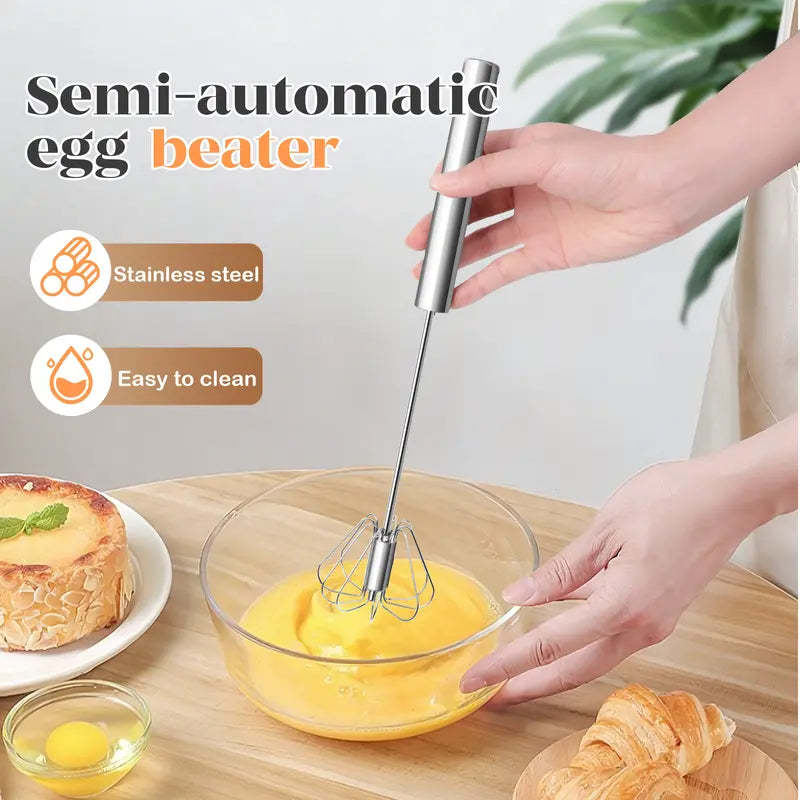 Stainless Steel Hand-Push Rotary Whisk