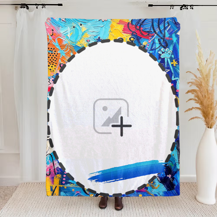 Personalized Graffiti Oil Pet Photo Soft Throw Blanket with Name Home Decor Daily Use Birthday Gift for Pet Lovers Family