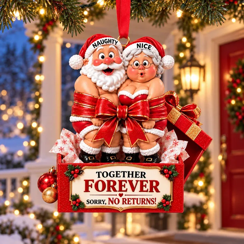 Funny Santa & Mrs. Claus Christmas Ornament – I Vow to Still Grab Your Butt, Romantic & Humorous Christmas Gift for Husband, Wife & Couples, Forever Love Keepsake