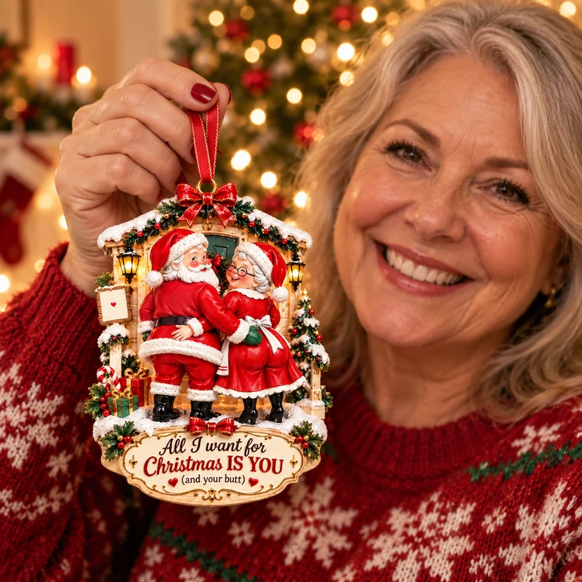 Funny Santa & Mrs. Claus Christmas Ornament – I Vow to Still Grab Your Butt, Romantic & Humorous Christmas Gift for Husband, Wife & Couples, Forever Love Keepsake