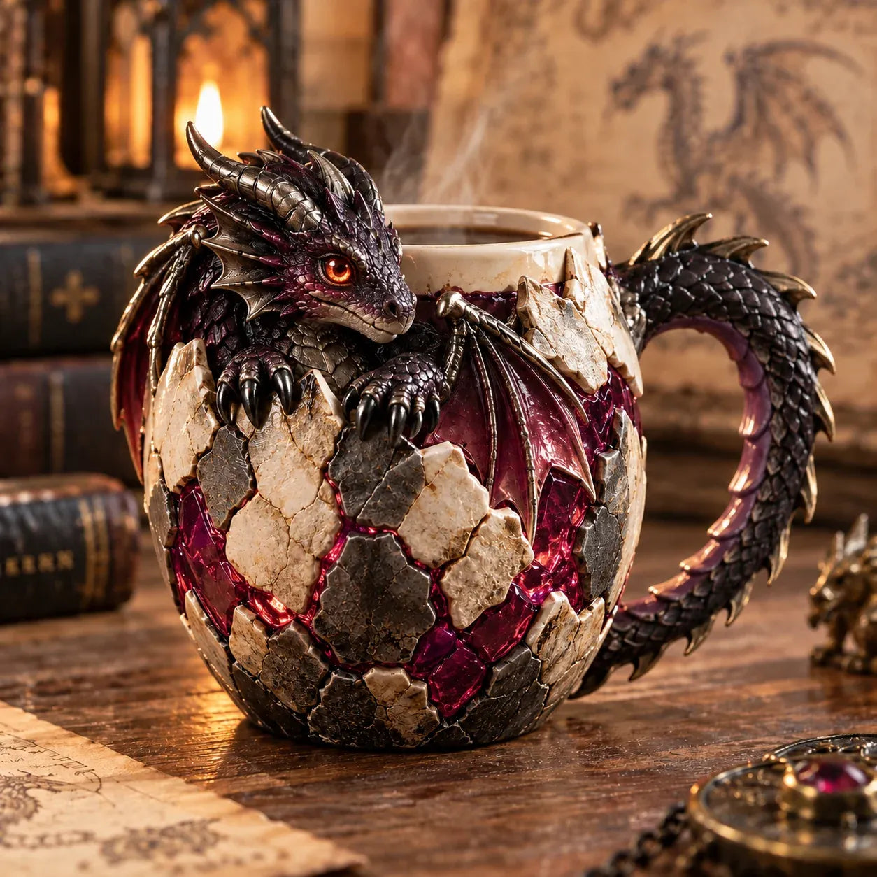 ⏳ Last Day 50% OFF – 🐉 Dragonbound Realms™ Sculpted Dragon Mug Collection | 6 Fantasy Realm Designs with Raised 3D Dragon Details ☕