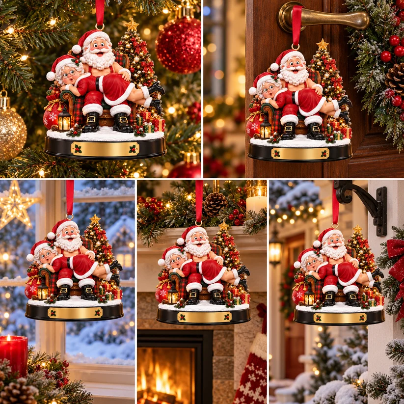 Funny Santa & Mrs. Claus Christmas Ornament – I Vow to Still Grab Your Butt, Romantic & Humorous Christmas Gift for Husband, Wife & Couples, Forever Love Keepsake