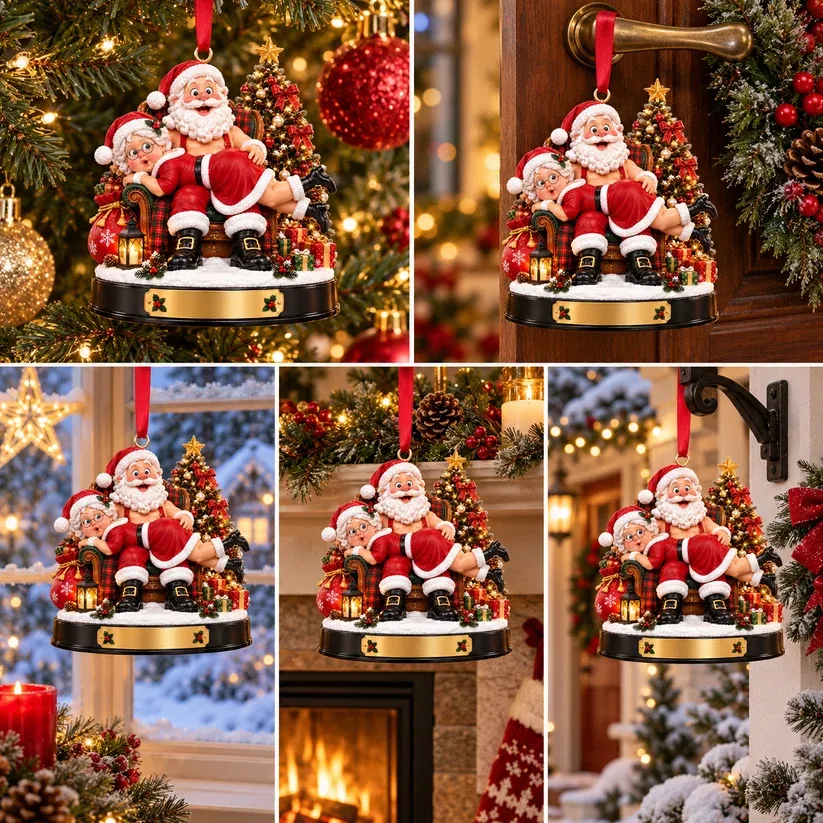 Funny Santa & Mrs. Claus Christmas Ornament – I Vow to Still Grab Your Butt, Romantic & Humorous Christmas Gift for Husband, Wife & Couples, Forever Love Keepsake