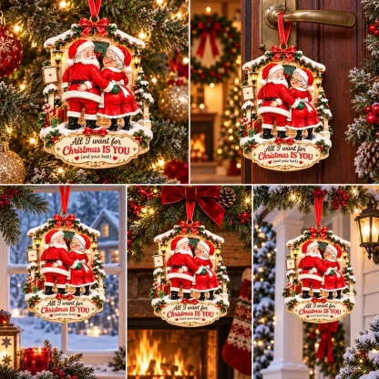 Funny Santa & Mrs. Claus Christmas Ornament – I Vow to Still Grab Your Butt, Romantic & Humorous Christmas Gift for Husband, Wife & Couples, Forever Love Keepsake