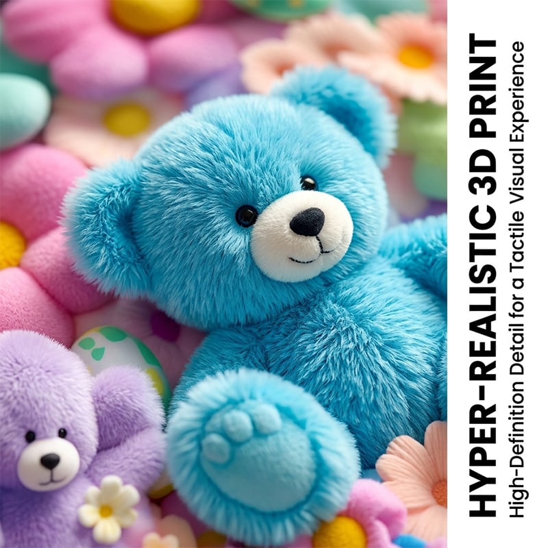 Close-up of the high-definition teddy bear print