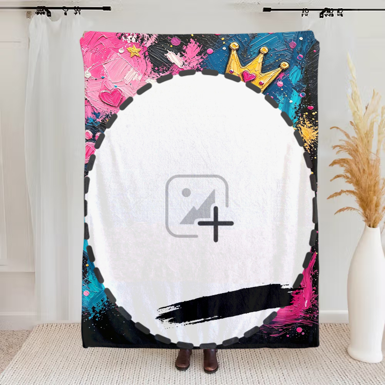 Personalized Graffiti Oil Pet Photo Soft Throw Blanket with Name Home Decor Daily Use Birthday Gift for Pet Lovers Family