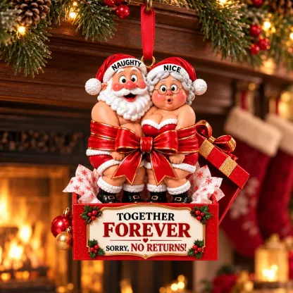 Funny Santa & Mrs. Claus Christmas Ornament – I Vow to Still Grab Your Butt, Romantic & Humorous Christmas Gift for Husband, Wife & Couples, Forever Love Keepsake