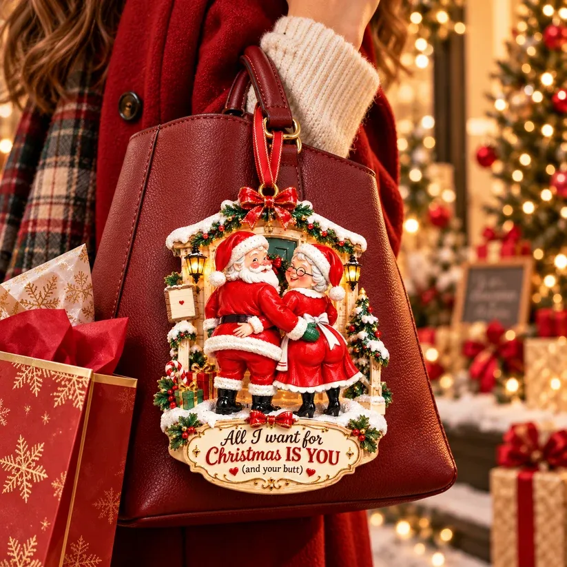 Funny Santa & Mrs. Claus Christmas Ornament – I Vow to Still Grab Your Butt, Romantic & Humorous Christmas Gift for Husband, Wife & Couples, Forever Love Keepsake
