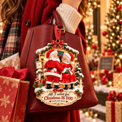 Funny Santa & Mrs. Claus Christmas Ornament – I Vow to Still Grab Your Butt, Romantic & Humorous Christmas Gift for Husband, Wife & Couples, Forever Love Keepsake