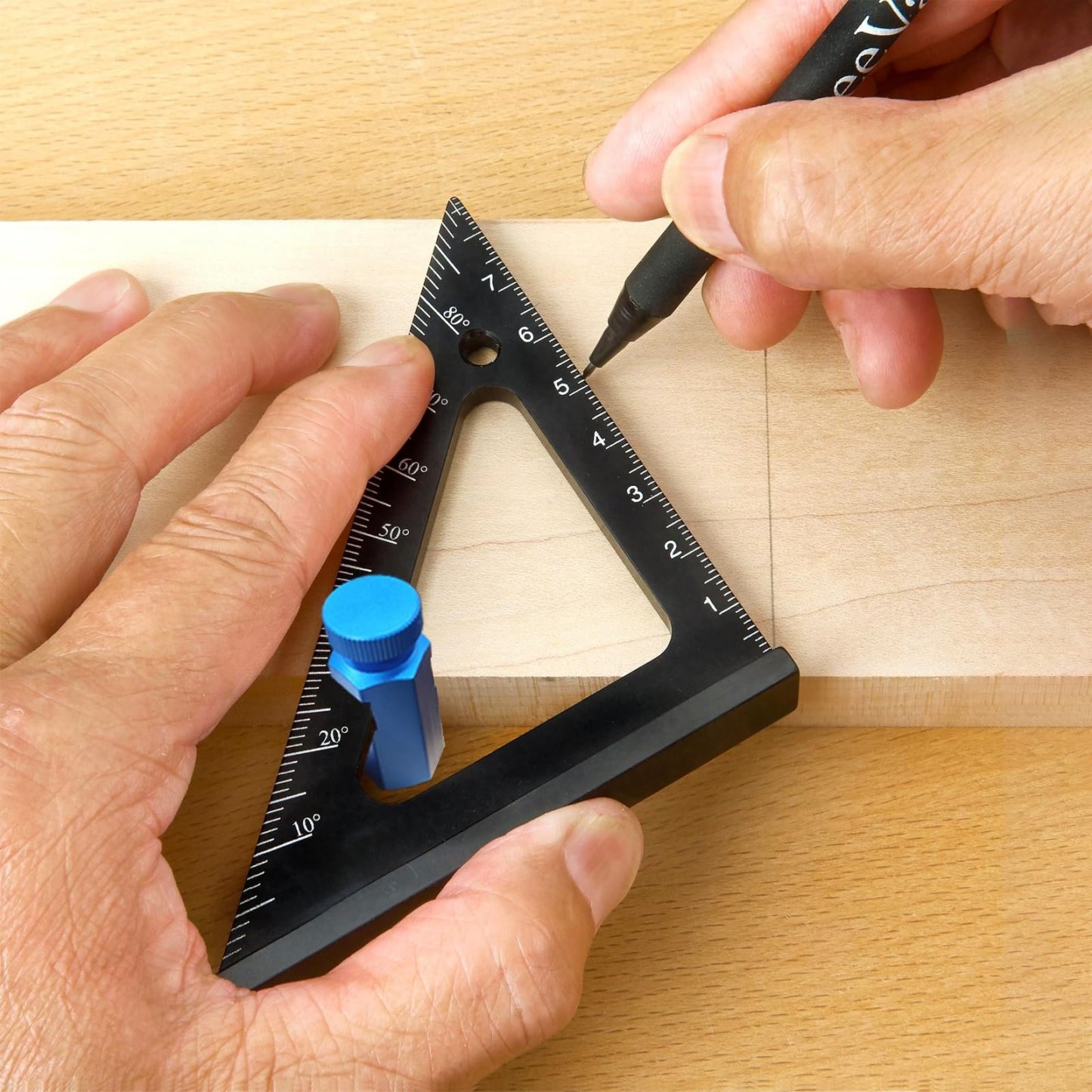 Tall Stair Gauges for Framing Square – Hexagonal Stable Lock with Holder & Hook for Carpentry & Circular Saw