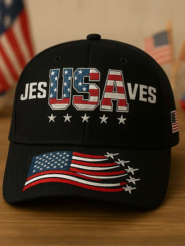 Men's Jesus Saves USA Art Print Baseball Cap