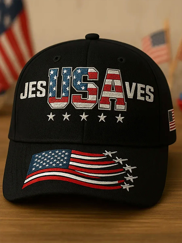 Men's Jesus Saves USA Art Print Baseball Cap