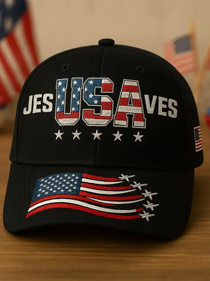Men's Jesus Saves USA Art Print Baseball Cap