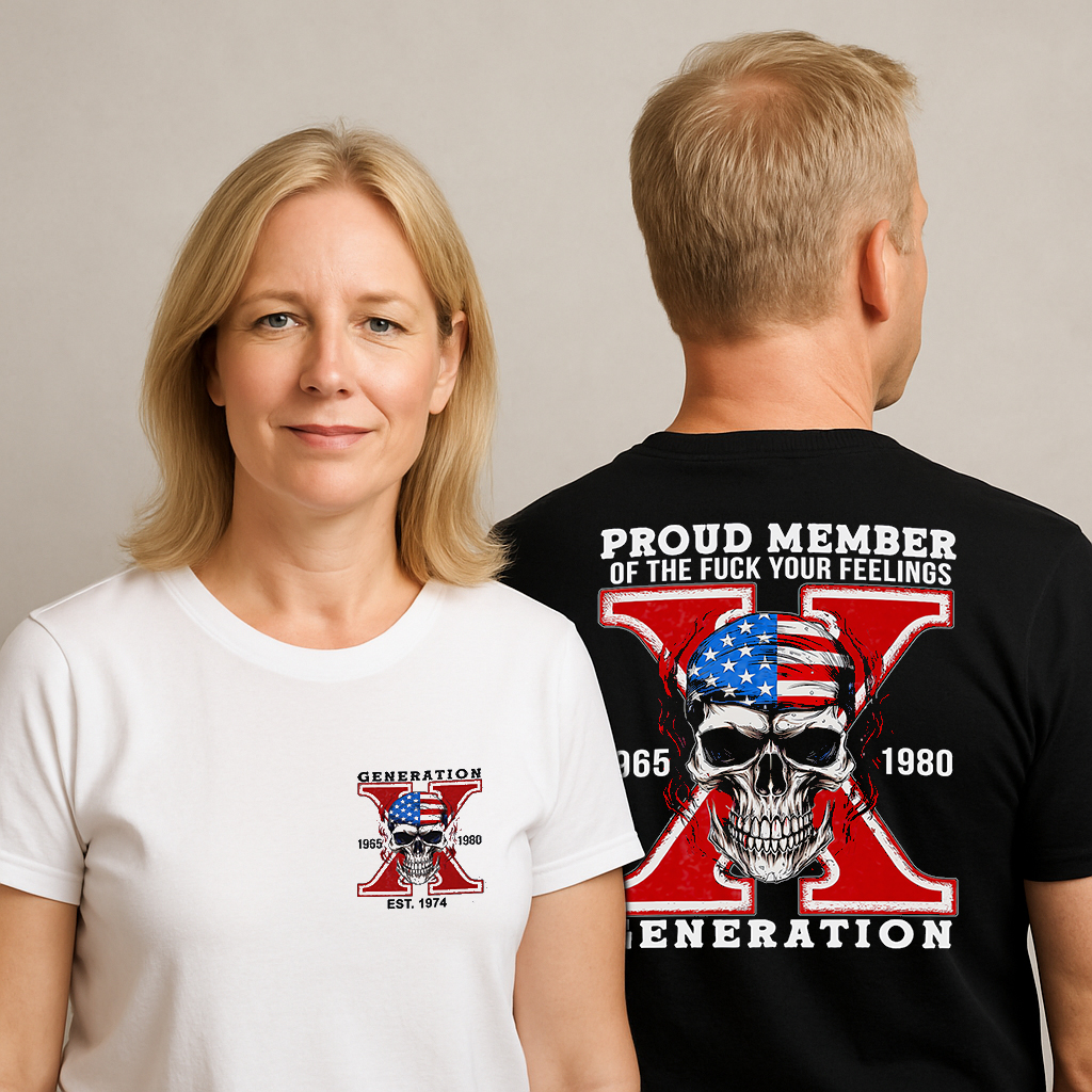 Custom Est Year Gen X Skull Proud Member Fck Your Feelings Generation Shirt