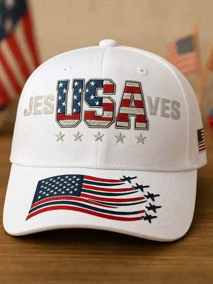 Men's Jesus Saves USA Art Print Baseball Cap
