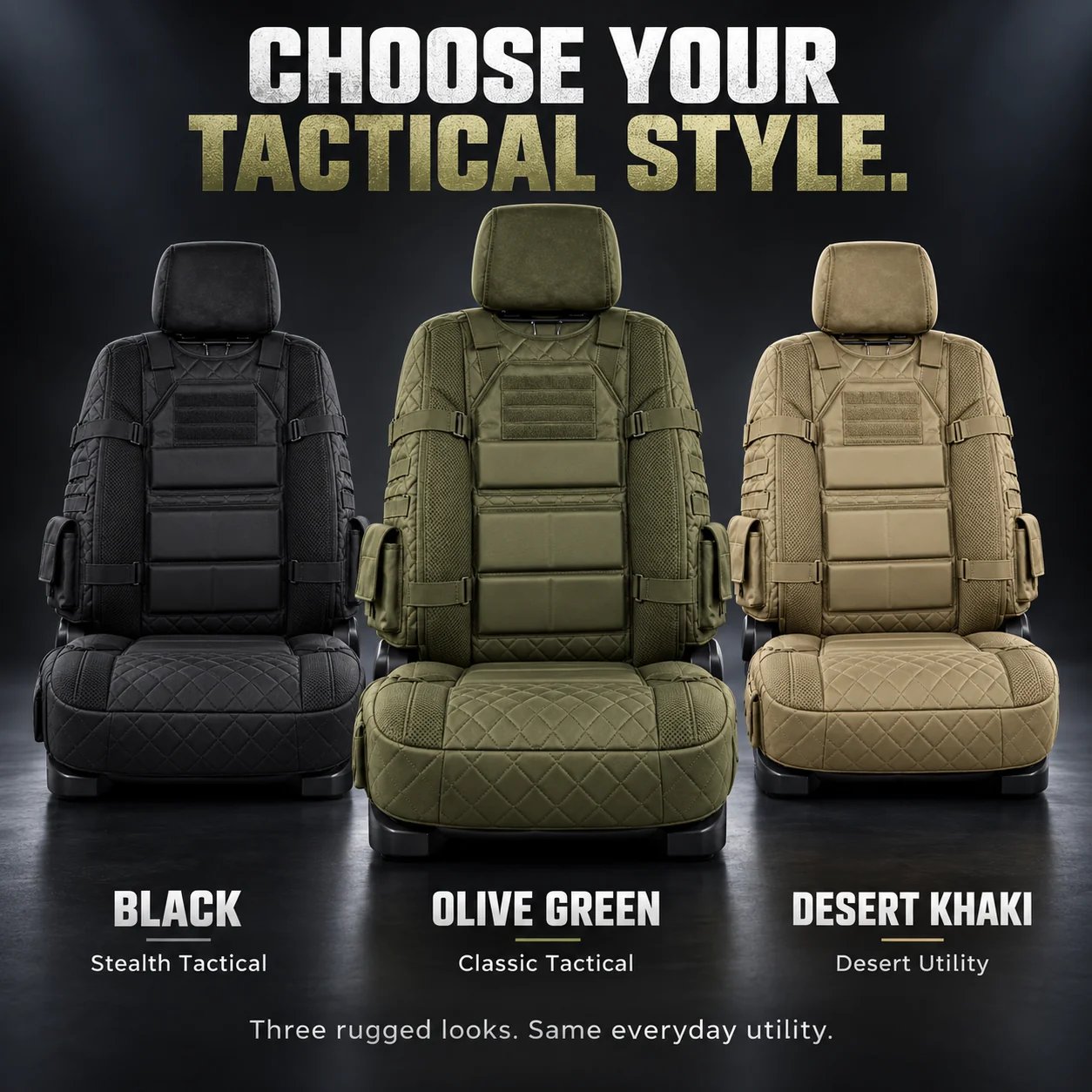 Military Green and Desert Gray pickup seat cover choices