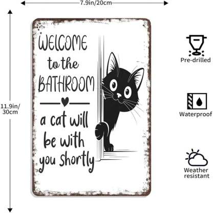 Vintage Black & White Cat Wall Art
