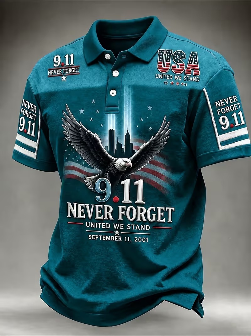 Men's 9.11 Memorial Never Forget Print Polo Shirt
