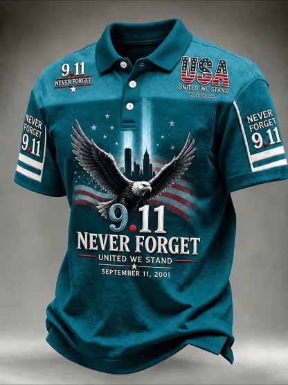 Men's 9.11 Memorial Never Forget Print Polo Shirt