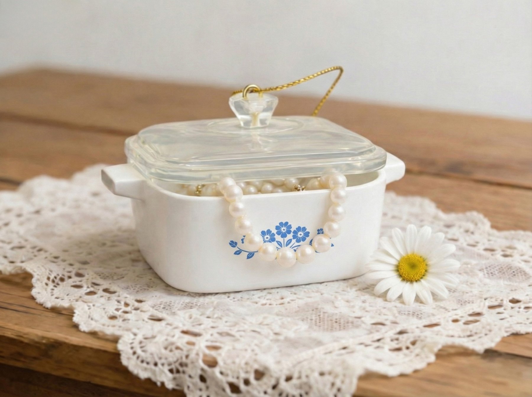 🎁Retro Gooseberry Trinket Box – Vintage Pyrex-Style Casserole Design💕