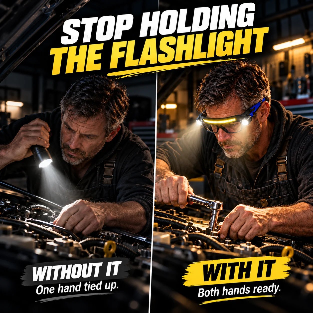 Handheld light and hands-free light comparison