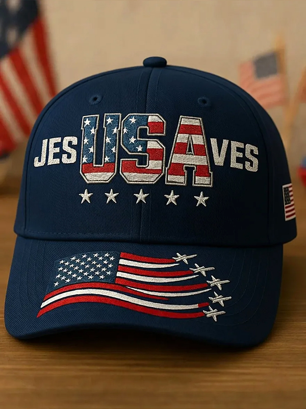 Men's Jesus Saves USA Art Print Baseball Cap