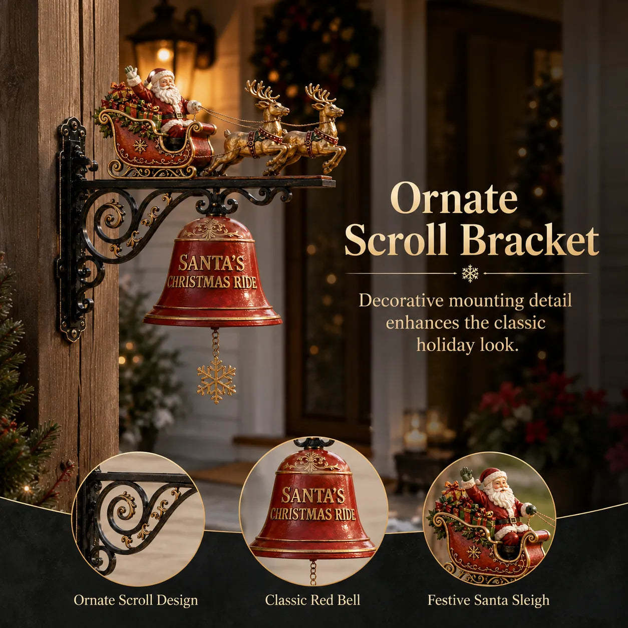 🎅🎄Santa Sleigh with Reindeer & Bell | 3D Christmas Outdoor Decoration