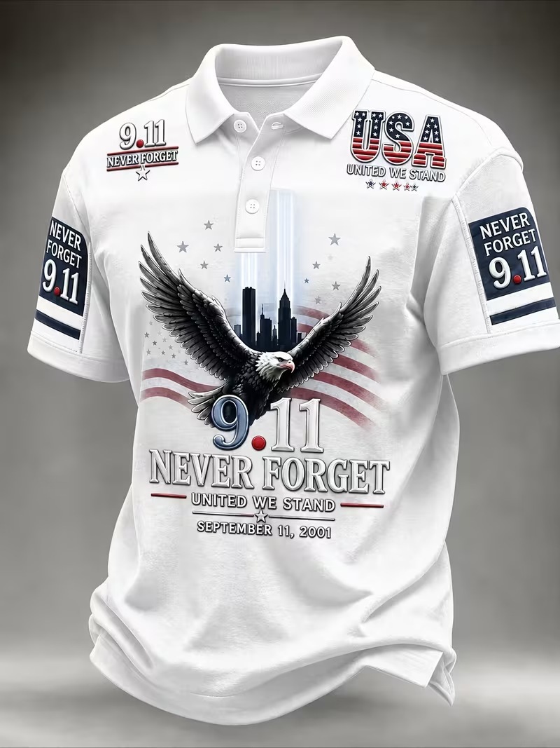 Men's 9.11 Memorial Never Forget Print Polo Shirt