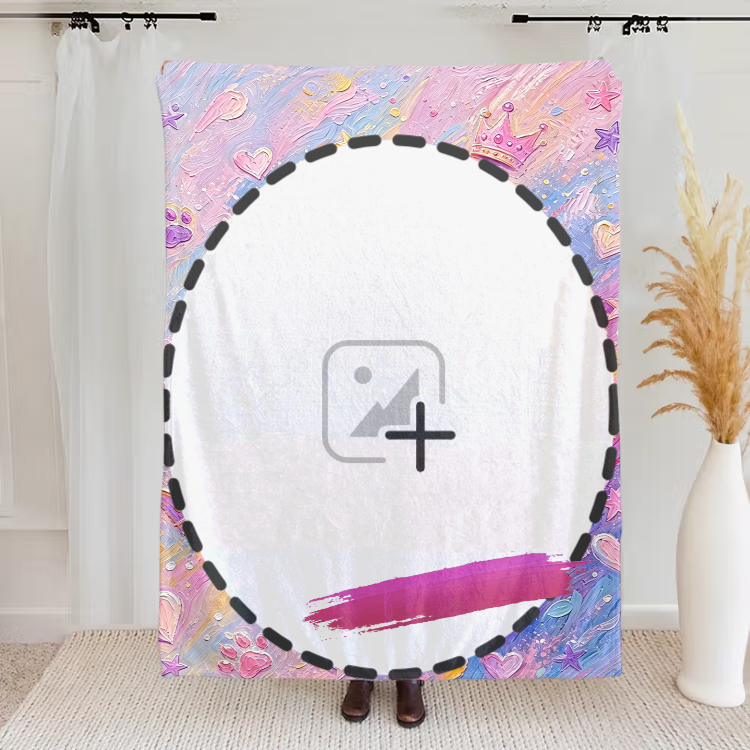 Personalized Graffiti Oil Pet Photo Soft Throw Blanket with Name Home Decor Daily Use Birthday Gift for Pet Lovers Family