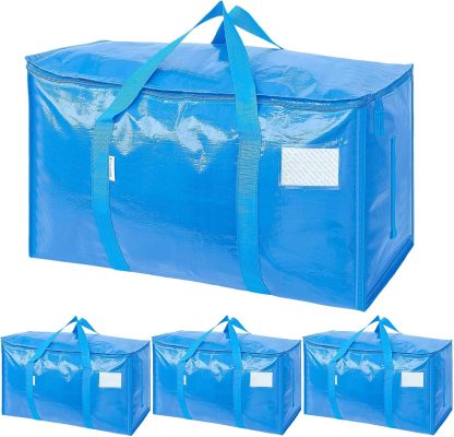2 Pack Extra Large Moving Bags with Zippers & Carrying Handles, Heavy-Duty Storage Tote Moving Boxes for Space Saving