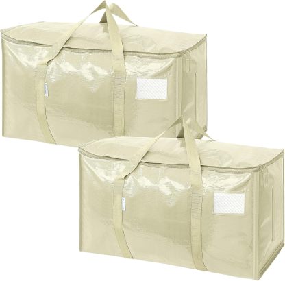 2 Pack Extra Large Moving Bags with Zippers & Carrying Handles, Heavy-Duty Storage Tote Moving Boxes for Space Saving