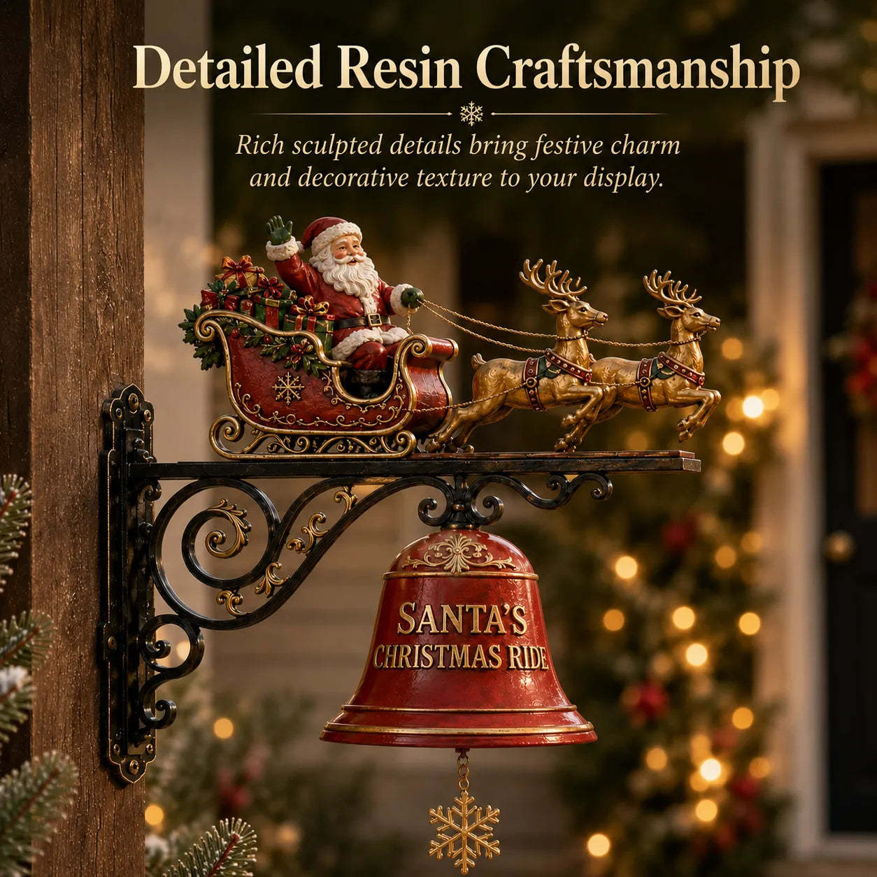 🎅🎄Santa Sleigh with Reindeer & Bell | 3D Christmas Outdoor Decoration